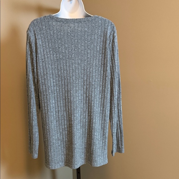Blue Ribbed Button-Accent Women's Size Medium Sweater Top - Picture 3 of 4